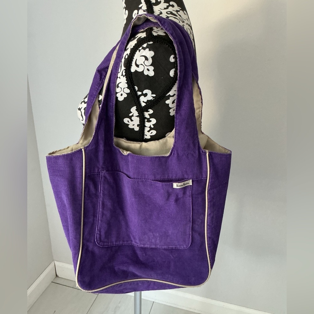 Neiman Marcus Purple and Cream Tote Bag